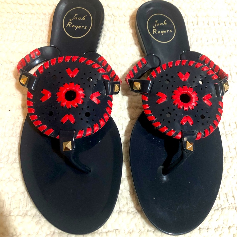 Jack Rogers Navy and Red Sandals Size 8 Like New